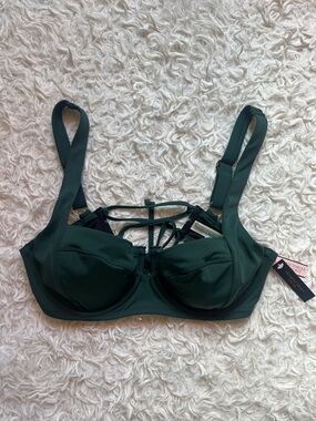 Victoria's Secret Swim Forest Green Strappy under wire bikini top 36D NWT